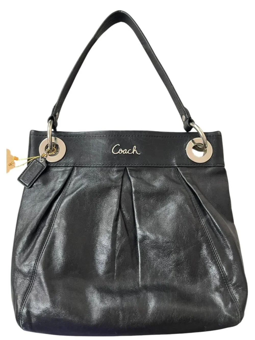 Coach Ashley Leather Hippie Pleated Shoulder Bag